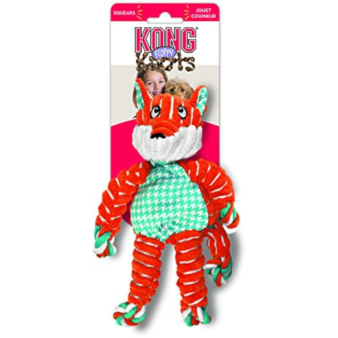 KONG - Floppy Knots Fox - Internal Knotted Ropes and Minimal Stuffing for Less Mess - For Small/Medium Dogs
