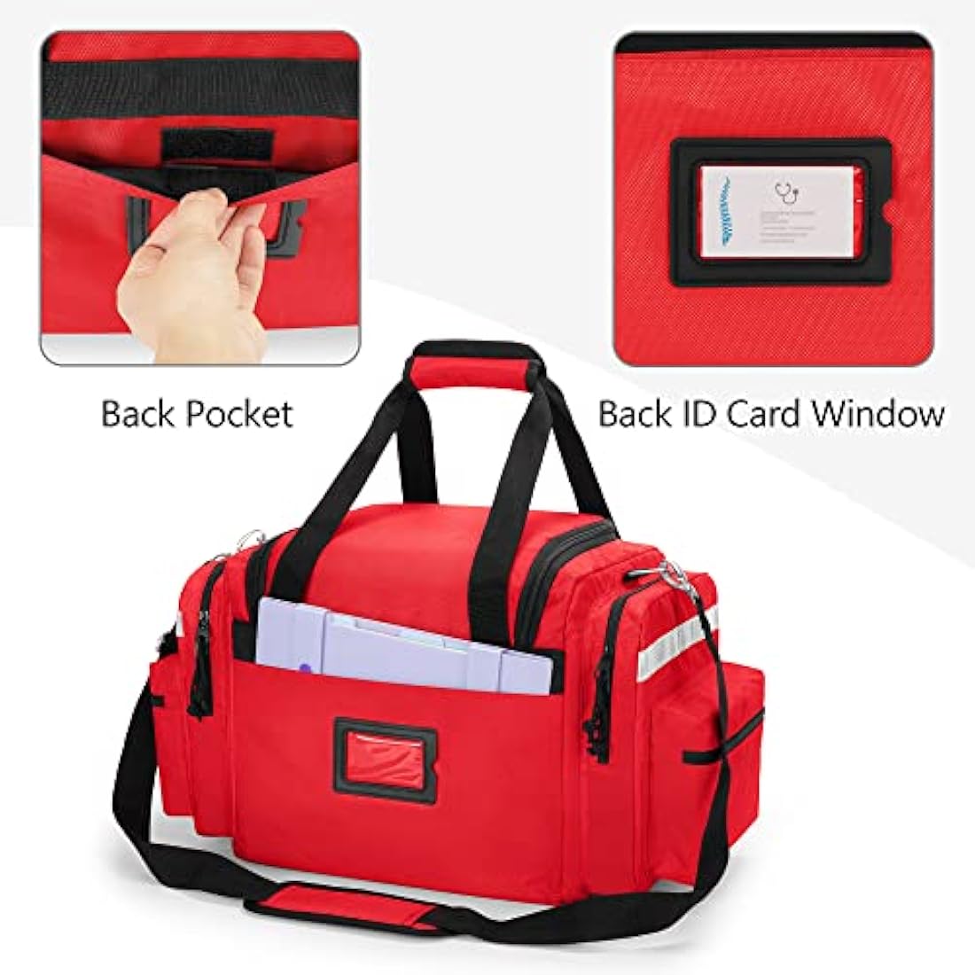 Damero Emergency Bag Empty, Large Medical Trauma Bag, Professional First Responder Bag with Multiple Pockets for Medical Supplies, Red