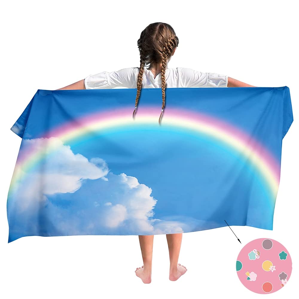 Ulticool Microfibre Children's Towel 140 x 70 cm - Rainbow Unicorn - Lightweight Travel Towel Quick-Drying Bath Towel Beach Towel Microfibre - for