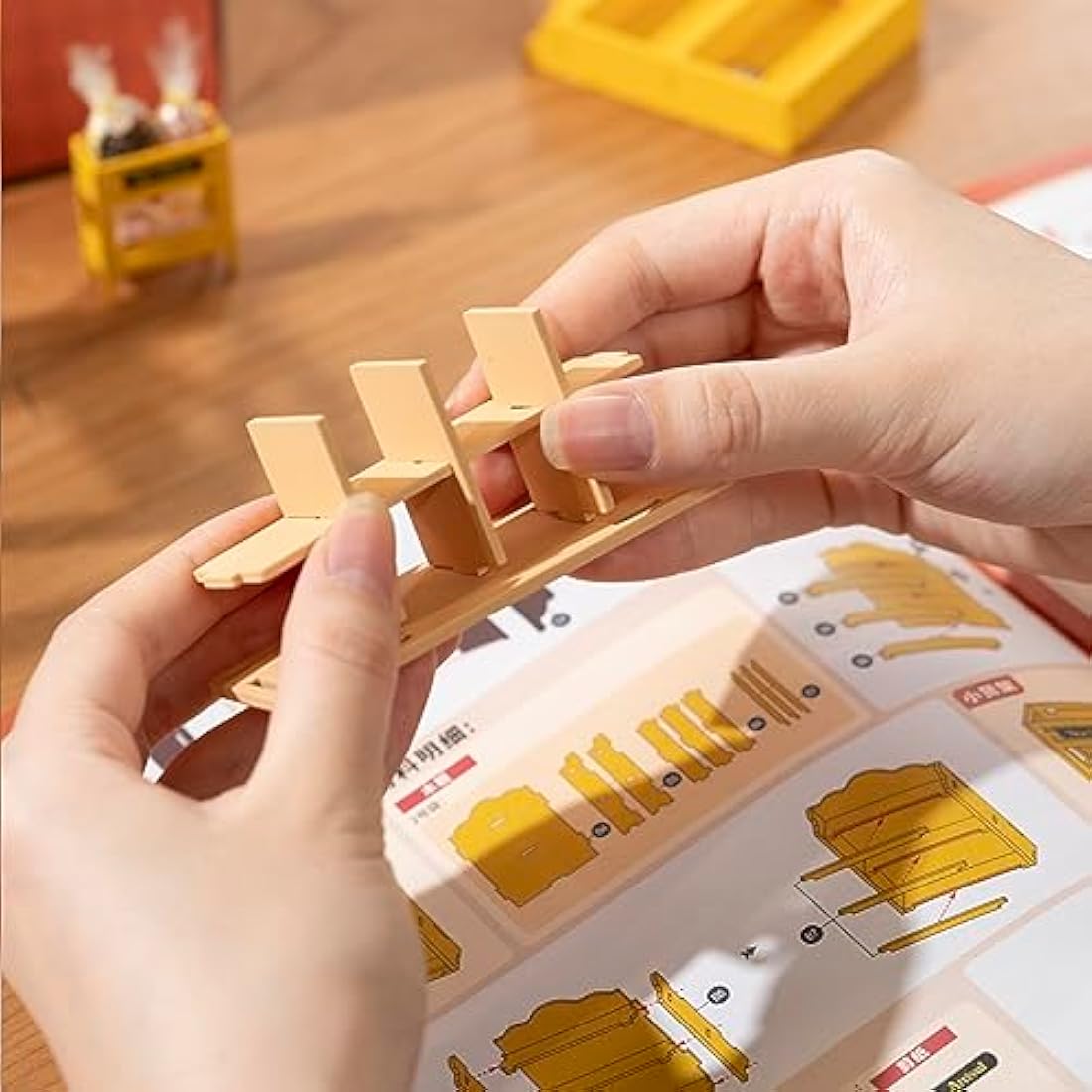 ROBOTIME DIY Miniature House Kit for Adults, Mini Dolls House Building Kit with Furniture and LED Lights for Women's or Girl's Birthday Gift.