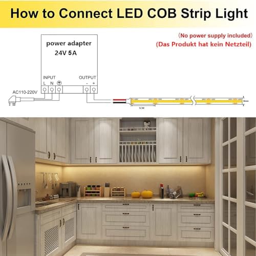 TOPAI 24V COB LED Strip 10M Natural White 4000K Waterproof IP65 Outdoor, CRI>93 Super Bright 7000Lm, 384LEDs/M Dotless Uniform LED Tape for Room Cabinet Home DIY Lighting Projects