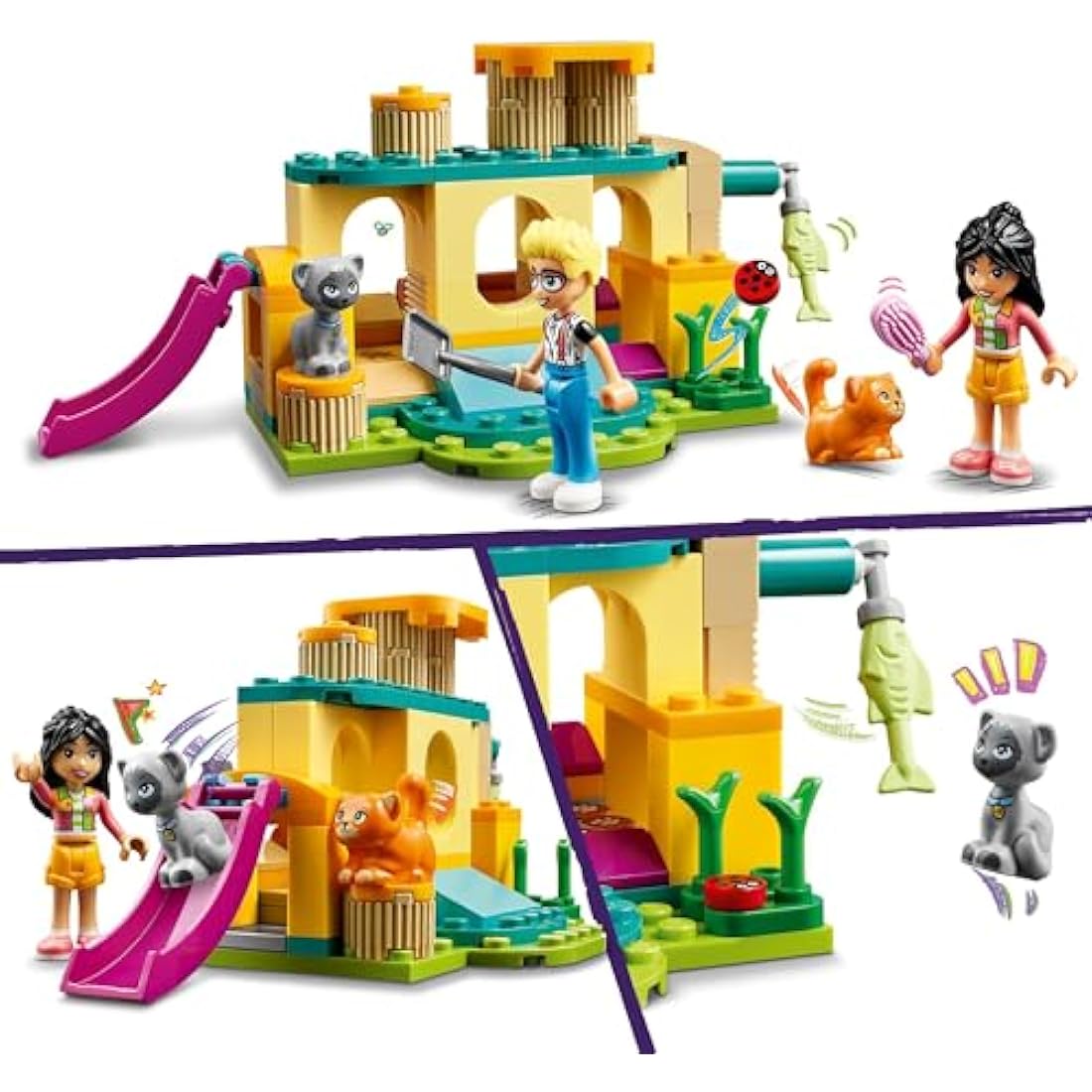 LEGO Friends Cat Playground Adventure, Animal Toy with Figures and Pet Accessories Including a Fish, Gift for 5 Plus Year Old Girls, Boys & Kids, Includes Mini-Doll Characters Olly and Liann 42612