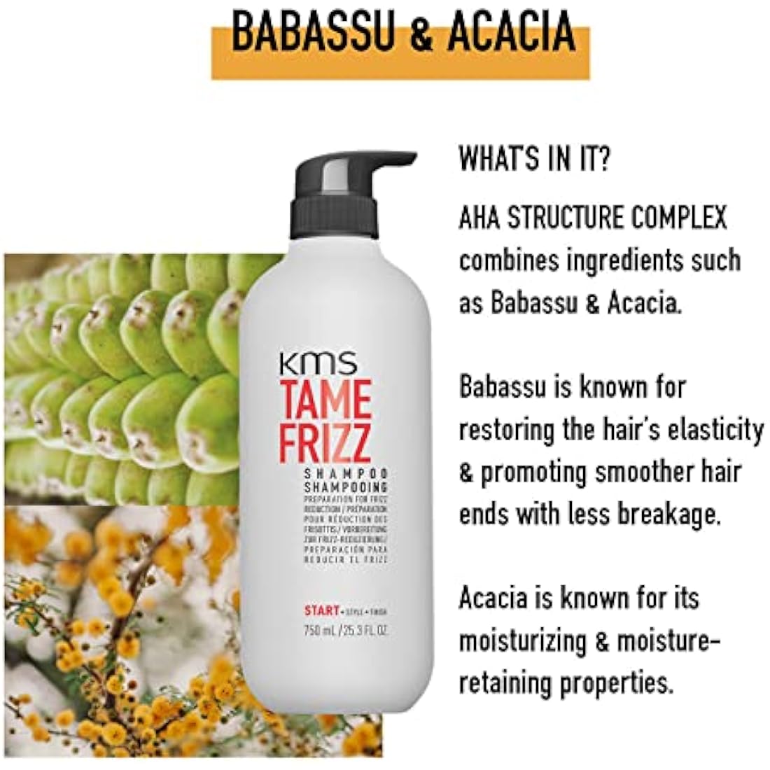 KMS TAMEFRIZZ Shampoo for Medium to Thick, Coarse Hair