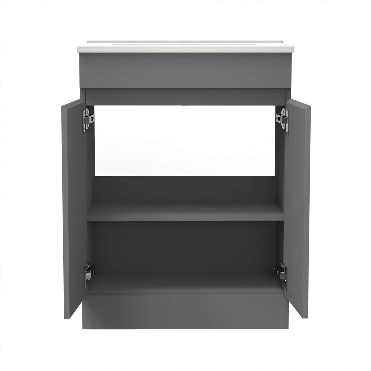 Biubiubath 500mm Vanity Unit with Basin Floor Standing Matt Grey Storage Cabinets 2 Doors