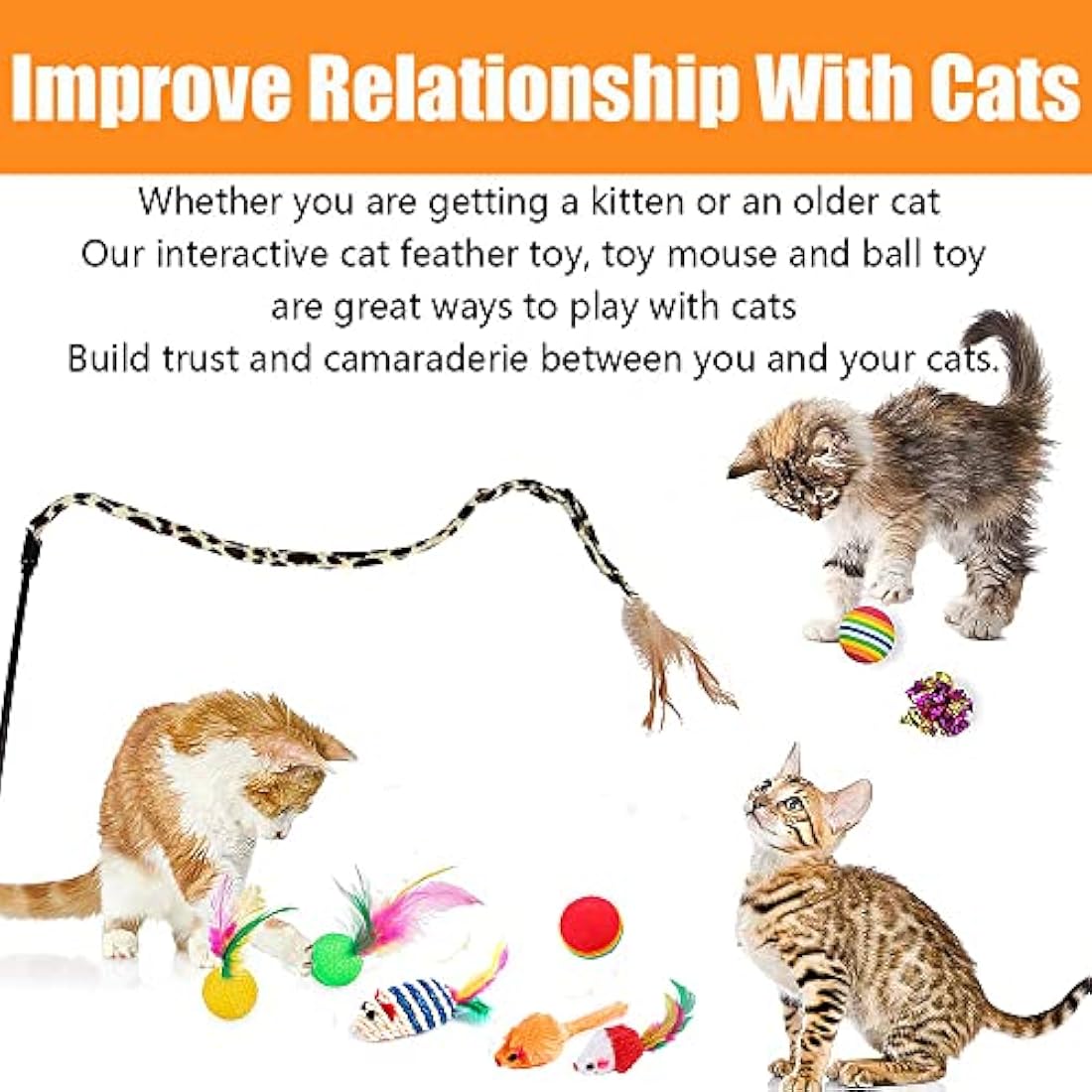 Speedy Panther 21 Pcs Cat Toys for Indoor Cats Collapsible Cat Tunnel Interactive Feather Teaser Wand Ball Toy for Kitten Cats