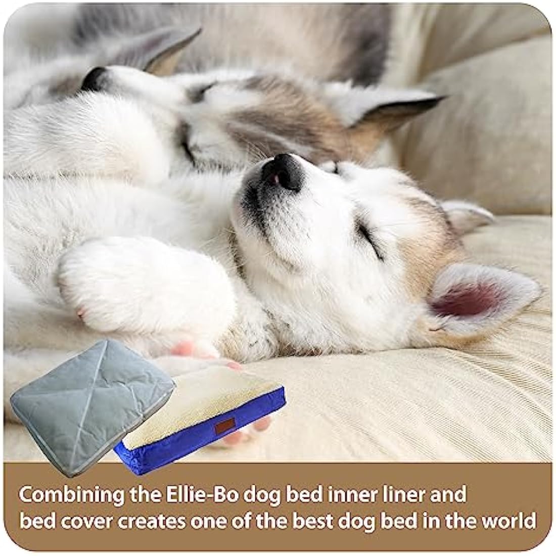 Ellie-Bo Medium Dog Bed for 30-inch Dog Cage/Crate - Blue Faux Suede/Sheepskin