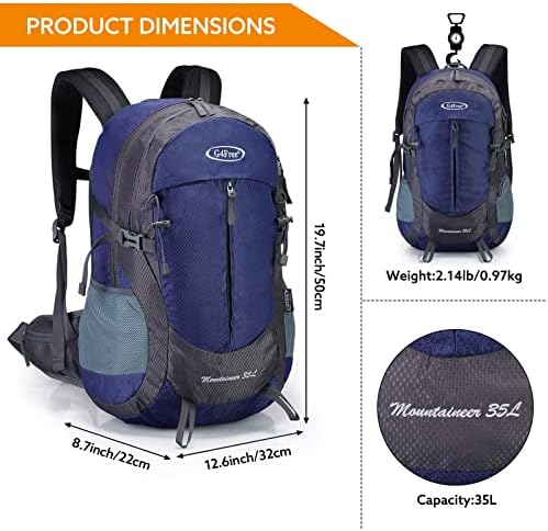 G4Free 35L Waterproof Hiking Backpack Outdoor Backpack Trekking Daypack for Camping Hiking Backpacking Climbing with Rain Cover