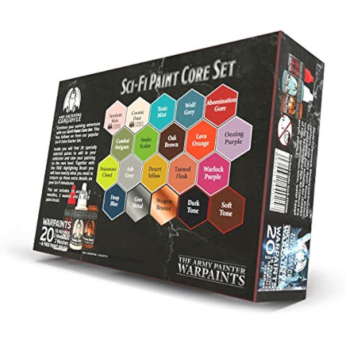 Grinning Gargoyle - Sci-Fi Paint Set - Acrylic Paints for Miniatures - 20x Assorted 18ml Colours with a Paint Brush - Science Fiction Warpaints for Painting Marines and Aliens Figures (Core)