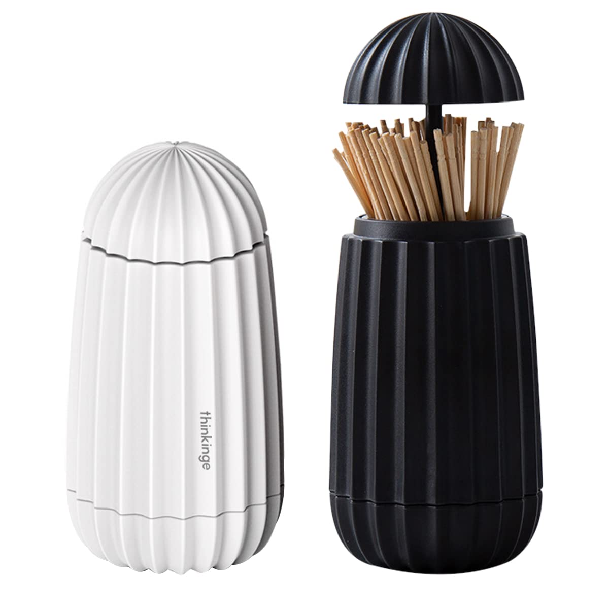 WideSmart 2 Pcs Toothpick Holder Dispenser,Automatic Toothpick Dispenser Toothpick Holder Plastic Press Dispenser Toothpick Boxes Cotton Buds