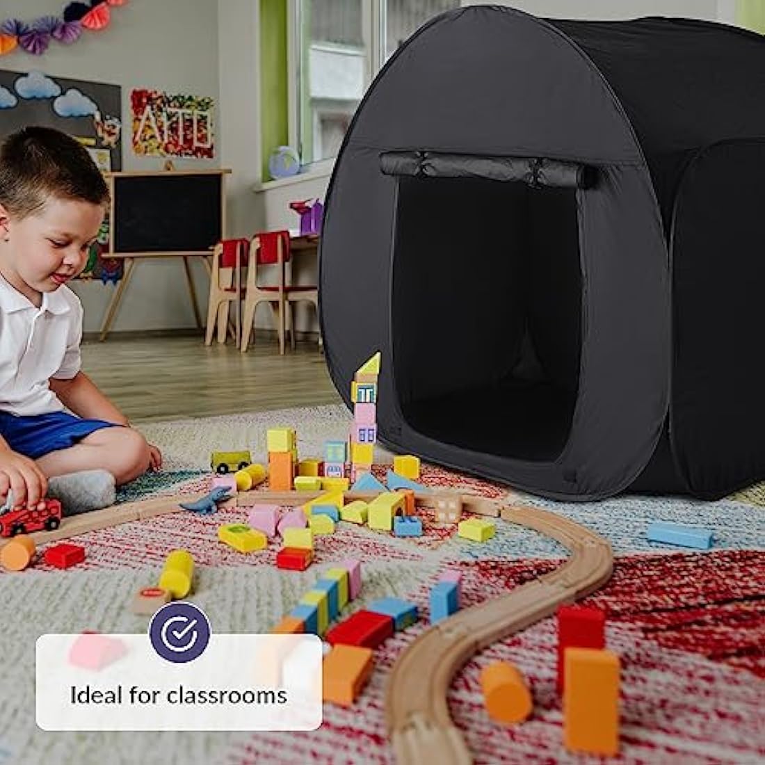 Sensory Tent | Calm Down Tent For Children To Play And Relax | Sensory Corner | Helps With Autism, SPD, Anxiety & Improve Focus | Black Out Sensory Tents For Autistic Children (90 Cm)