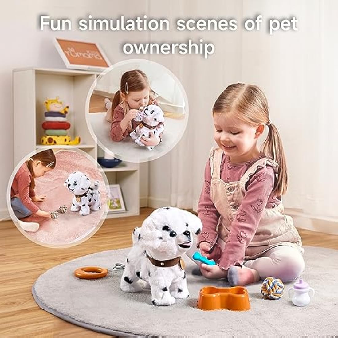 OR OR TU Walking Dog Toys for Kids Toy Dog Plush Electronic Pets Dog Puppy, Walk and Bark on a Lead, Realistic Interactive Toys Dog for Kids 3 4 5 6 7+ Years Old Girls Boys Gift