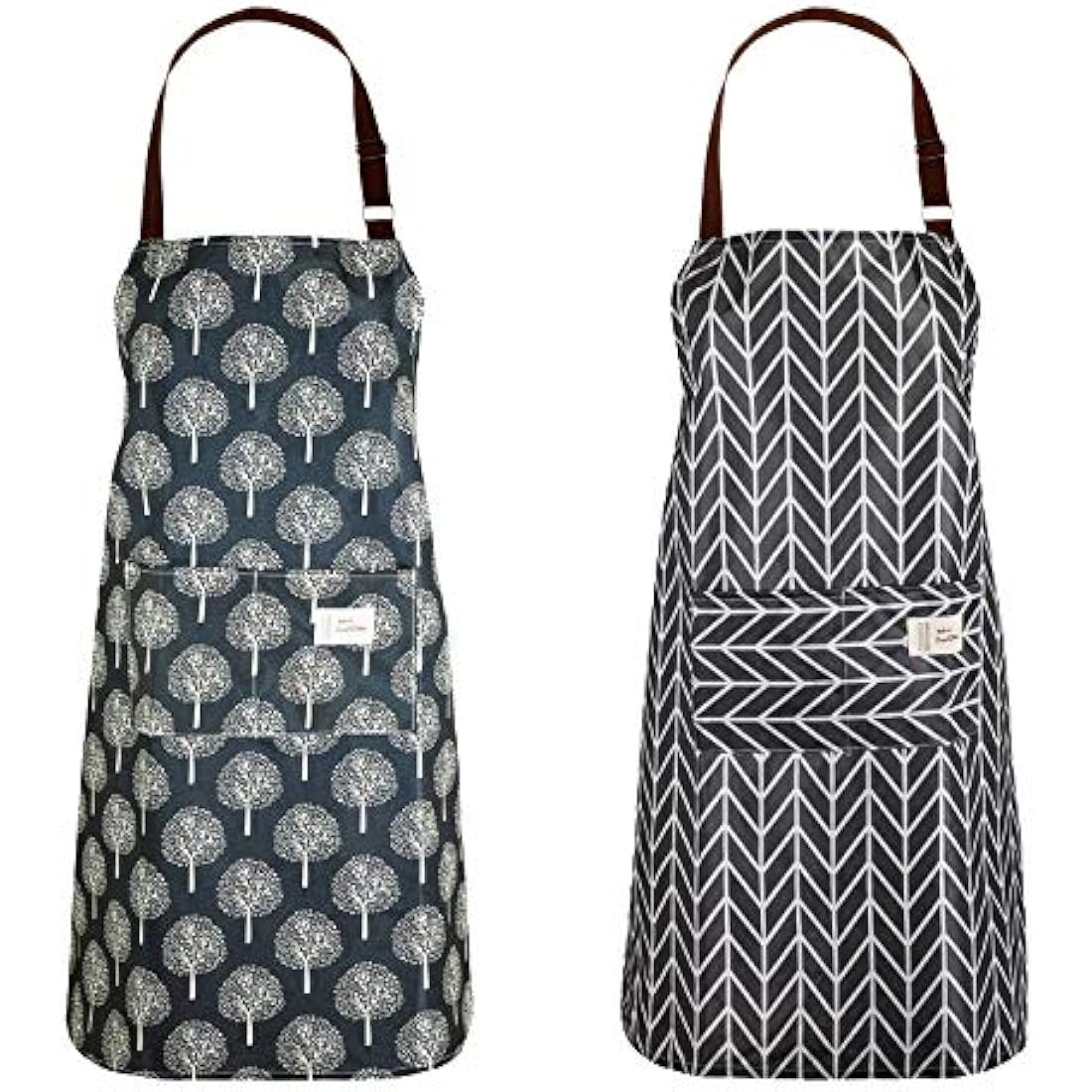 YuZhou 2Pcs PVC Apron for Women Waterproof Plastic Kitchen Cooking Apron with Pocket Wipe Clean Wipeable Coated Apron Chefs Pinafore for Baking Grilling Household Cleaning Dishwashing