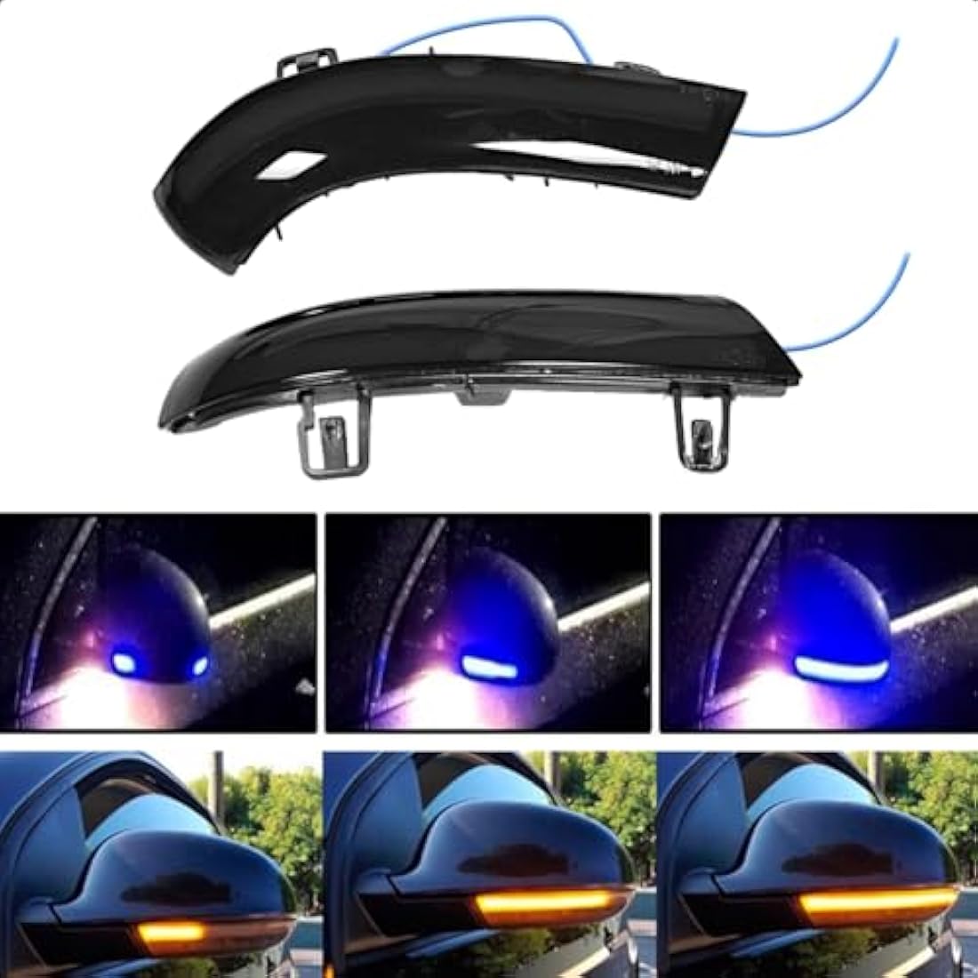 LoreenCar Dynamic Turn Signals For VW Golf GTI V MK5 Jetta Passat B5.5 B6 EOS Sharan LED Indicator Lights Mirror Lighting Accessories 1K0949101 1K0949102（Amber&Blue