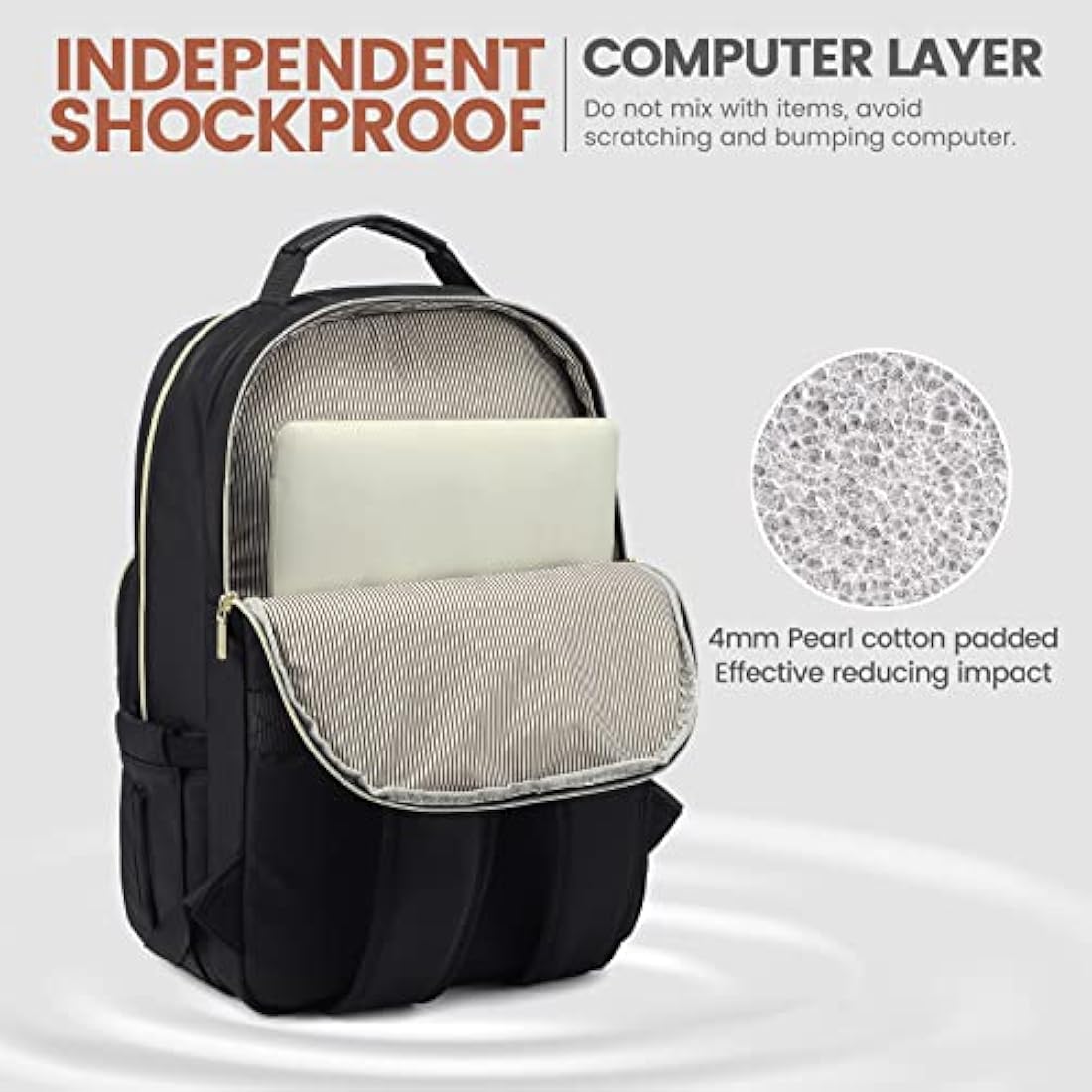 LOVEVOOK Laptop Backpack for Women 15.6 Inch, Womens Backpack for Work Business Travel School College With USB Port, Lightweight Back Pack Computer Laptop Rucksack-Black