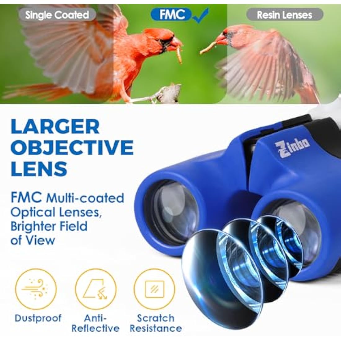 Binoculars for Kids 8x21 High-Resolution Real Optics with Magnifying Glass & Whistle Compass, Kids Binoculars for 3-12 Years Boys and Girls, Best Kids Toys for Outdoor Bird Watching, Hiking, Travel