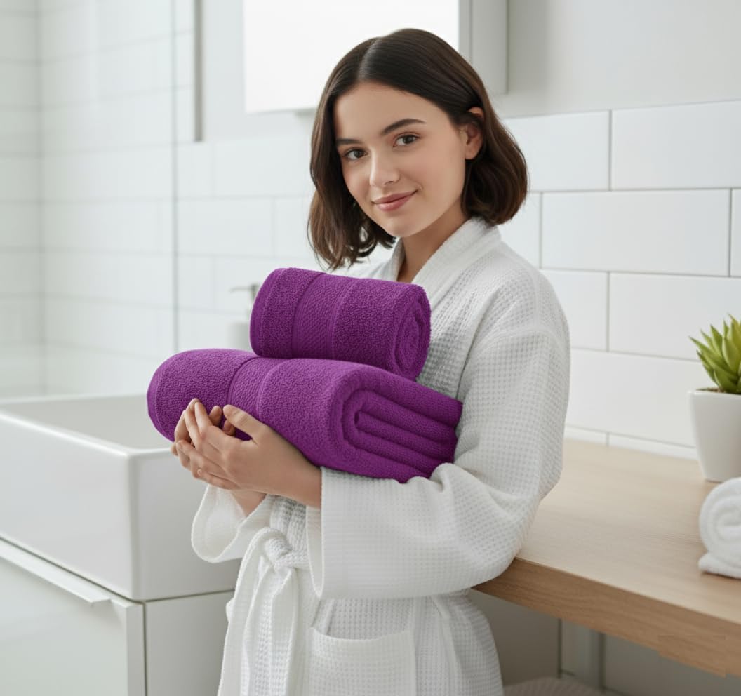 UK furniture Premium Jumbo Bath Sheets (90 x 150 cm-2 Pack) 100% Egyptian Cotton Super Absorbent Extra Large Bath Sheet Quick Dry Hotel Quality