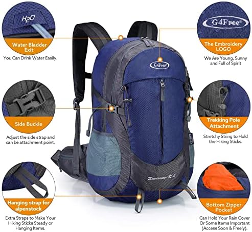 G4Free 35L Waterproof Hiking Backpack Outdoor Backpack Trekking Daypack for Camping Hiking Backpacking Climbing with Rain Cover