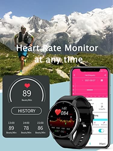 Smart Watch for Android Phones iOS Phone Ultra Thin Smartwatch Heart Rate Monitor Fitness Tracker with Blood Pressure Pedometer Calorie Counter Watch for Women Men