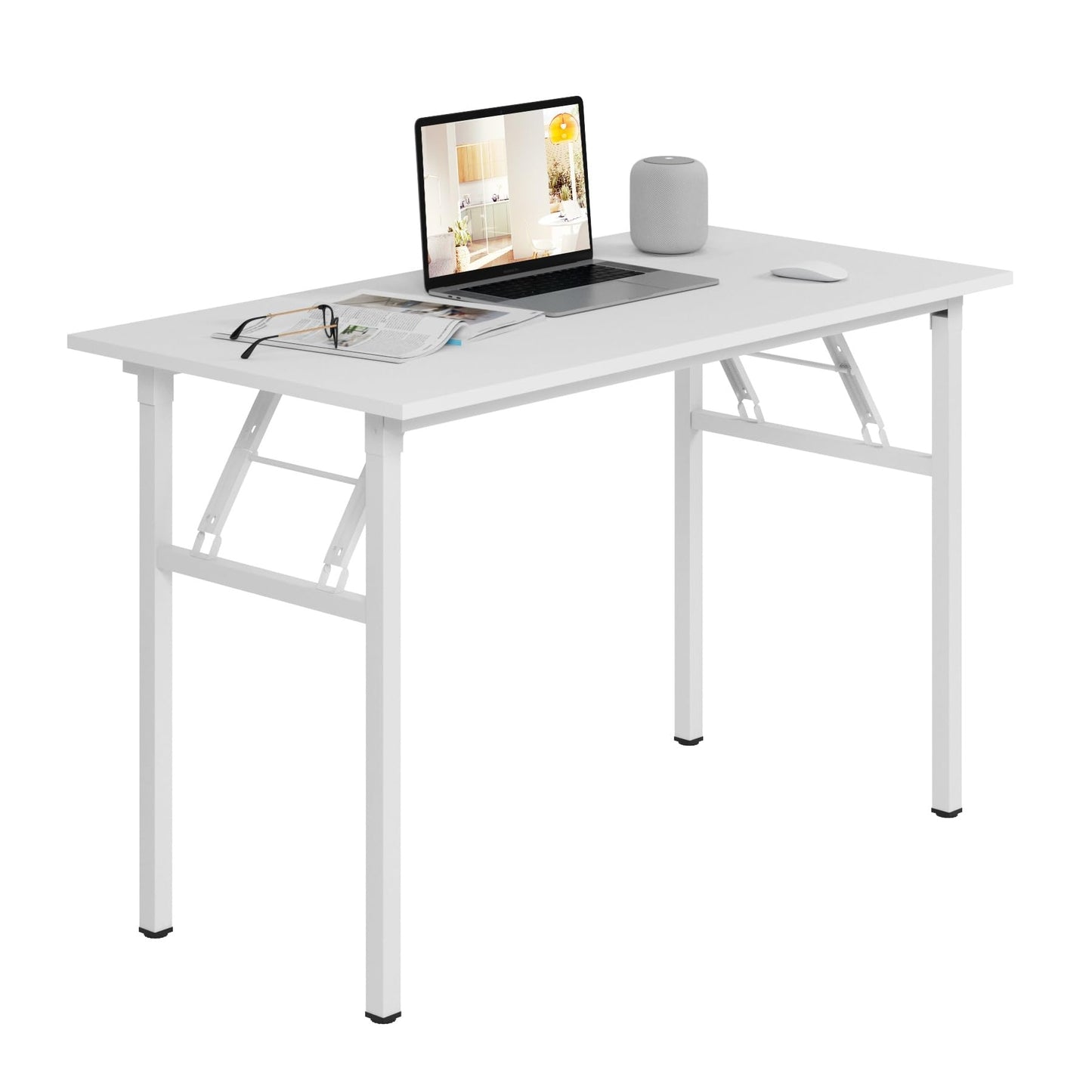 sogesfurniture Folding Table Office Study Writing Desk Computer PC Laptop Table Workstation Dining Gaming Table, No Install Needed, 100x60x75cm