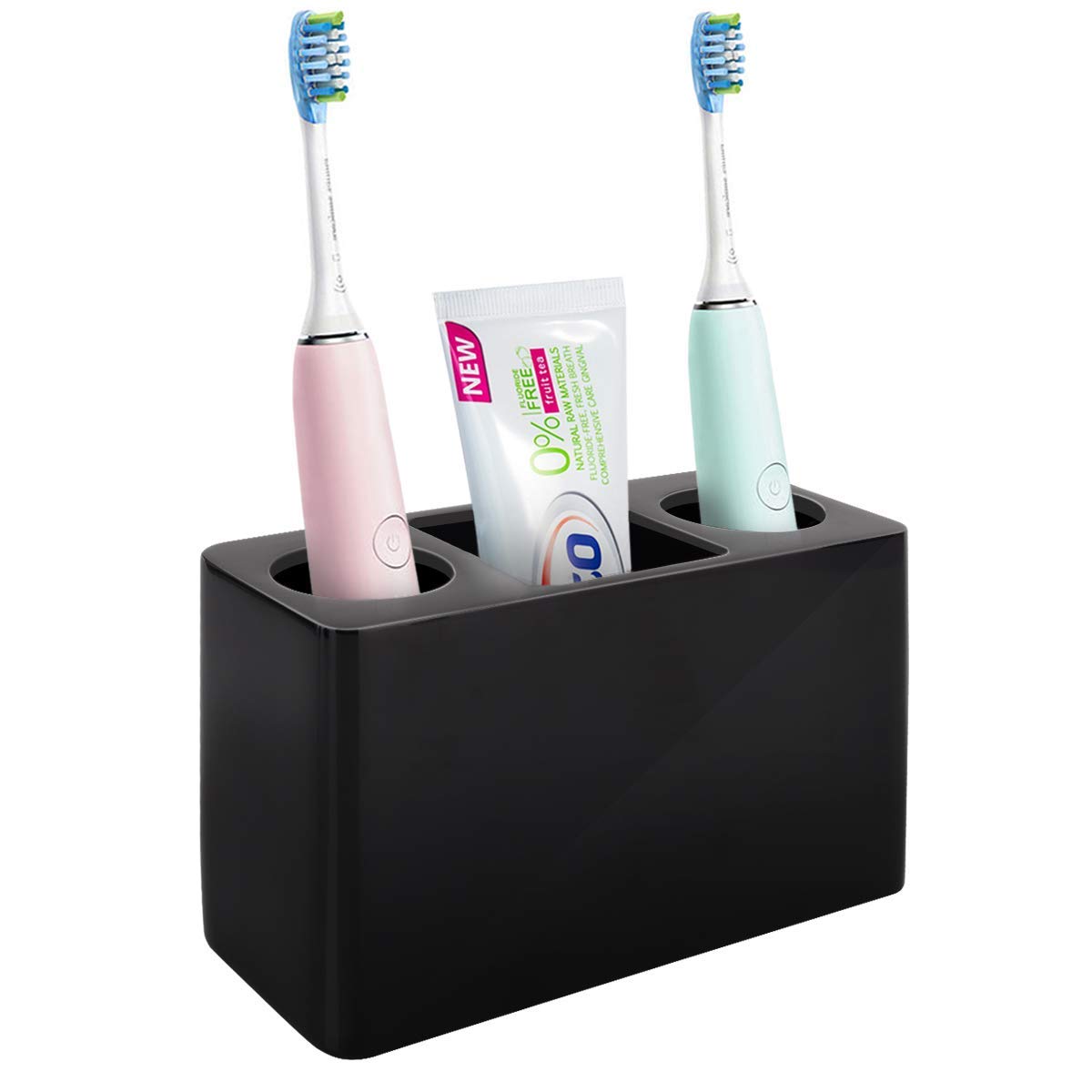 Luxspire Toothbrush Holder, 3 Slots Large Electric Toothbrush Toothpaste Stand, 14x6.5x9.5 cm Resin Decorative Dental Storage for Bathroom Accessories