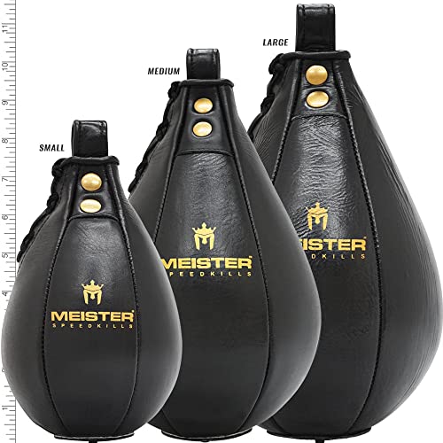 Meister SpeedKills Leather Speed Bag with Lightweight Latex Pocket - Black, Medium 9.5" x 6"