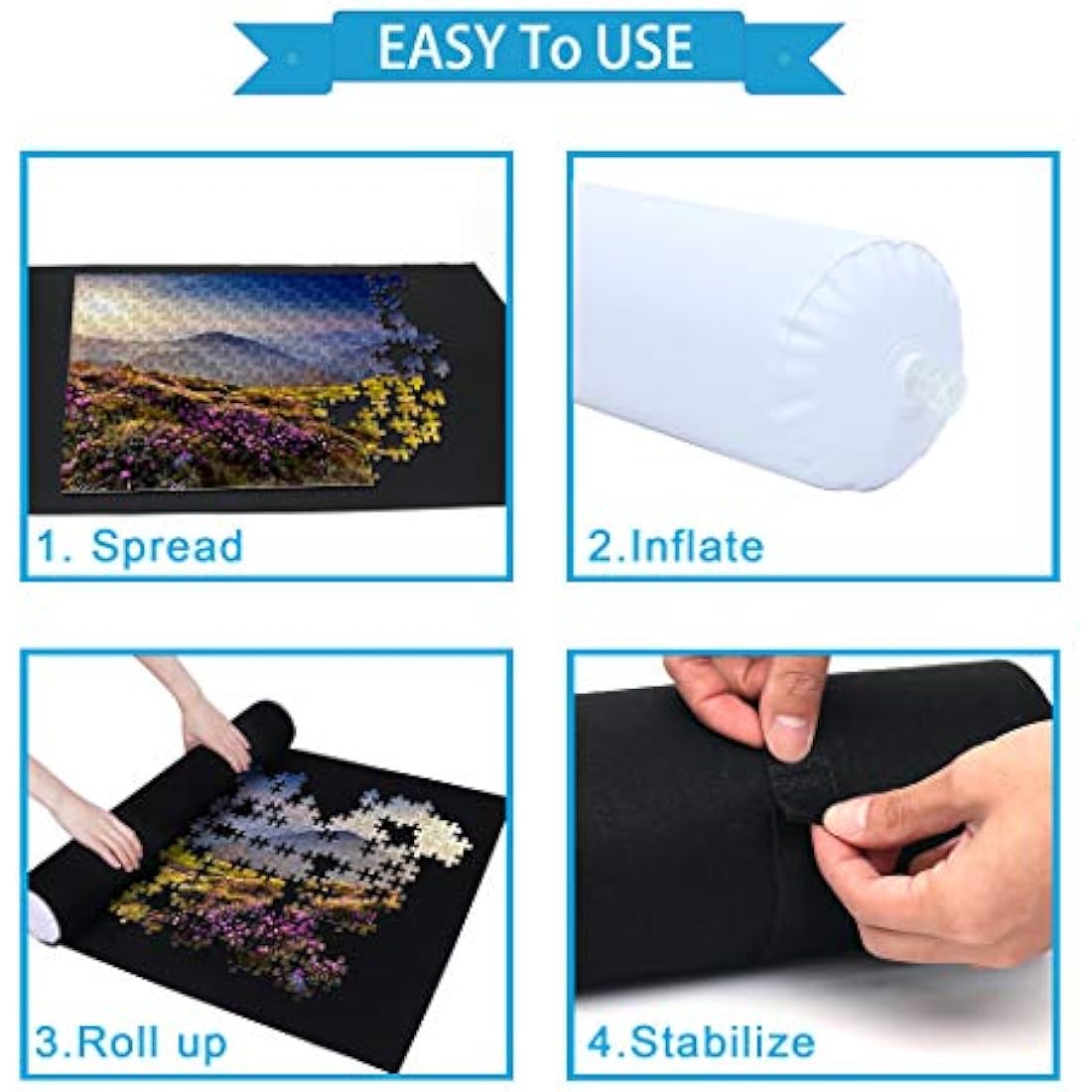 Becko US Puzzle Roll Jigsaw Storage Felt Mat, Jigroll Up To 1,500 Pieces, Material for Jigsaw Puzzle Player, Exquisite Present Box With Drawstring Storage Bag