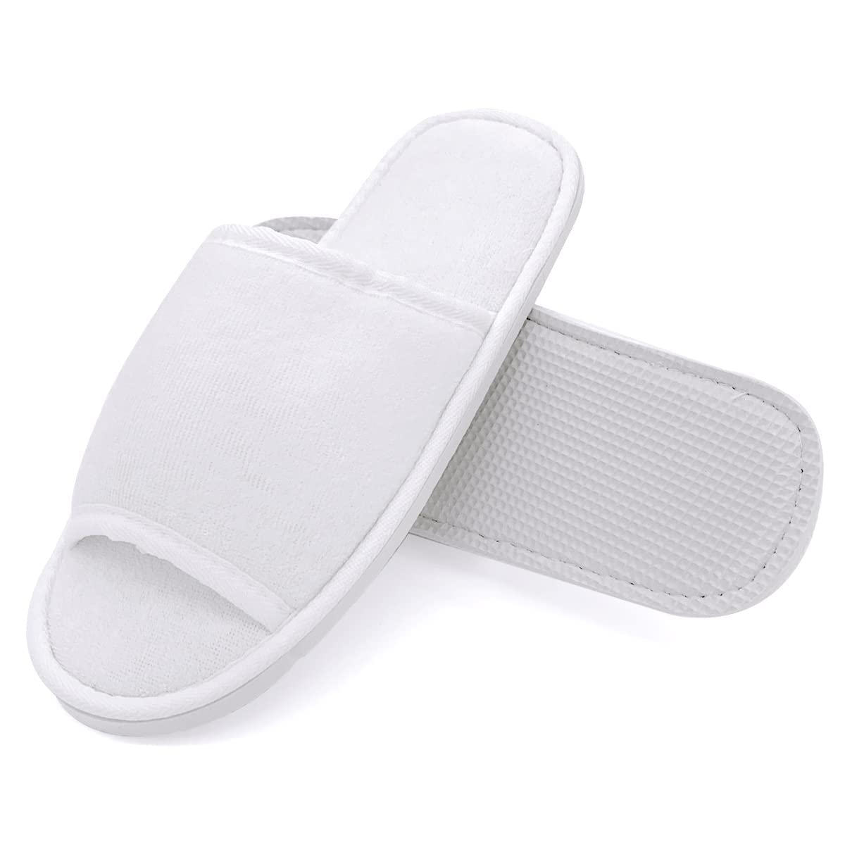 JOMIX Unisex Soft Comfy Ultra Light Sponge Slippers Set Guest Visit Hotel SPA Travel Non-Disposable Slippers Set MD3762 ( 01 White 2 pairs, 6 )