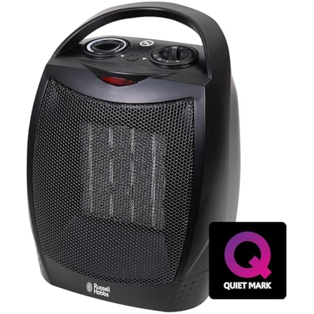 Russell Hobbs 1500W/1.5KW Electric Heater Black PTC Ceramic Space Heater, Portable Upright, 2 Heat Settings, Overheat Protection, Adjustable Thermostat, 15m2 Room Size, RHFH1006B, 2 Year Guarantee