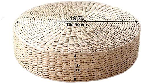 HUAWELL 2 Pack Tatami Floor Pillow Sitting Cushion Bigger Size,Round Padded Room Floor Straw Mat for Outdoor Seat (Dia: 19.7)