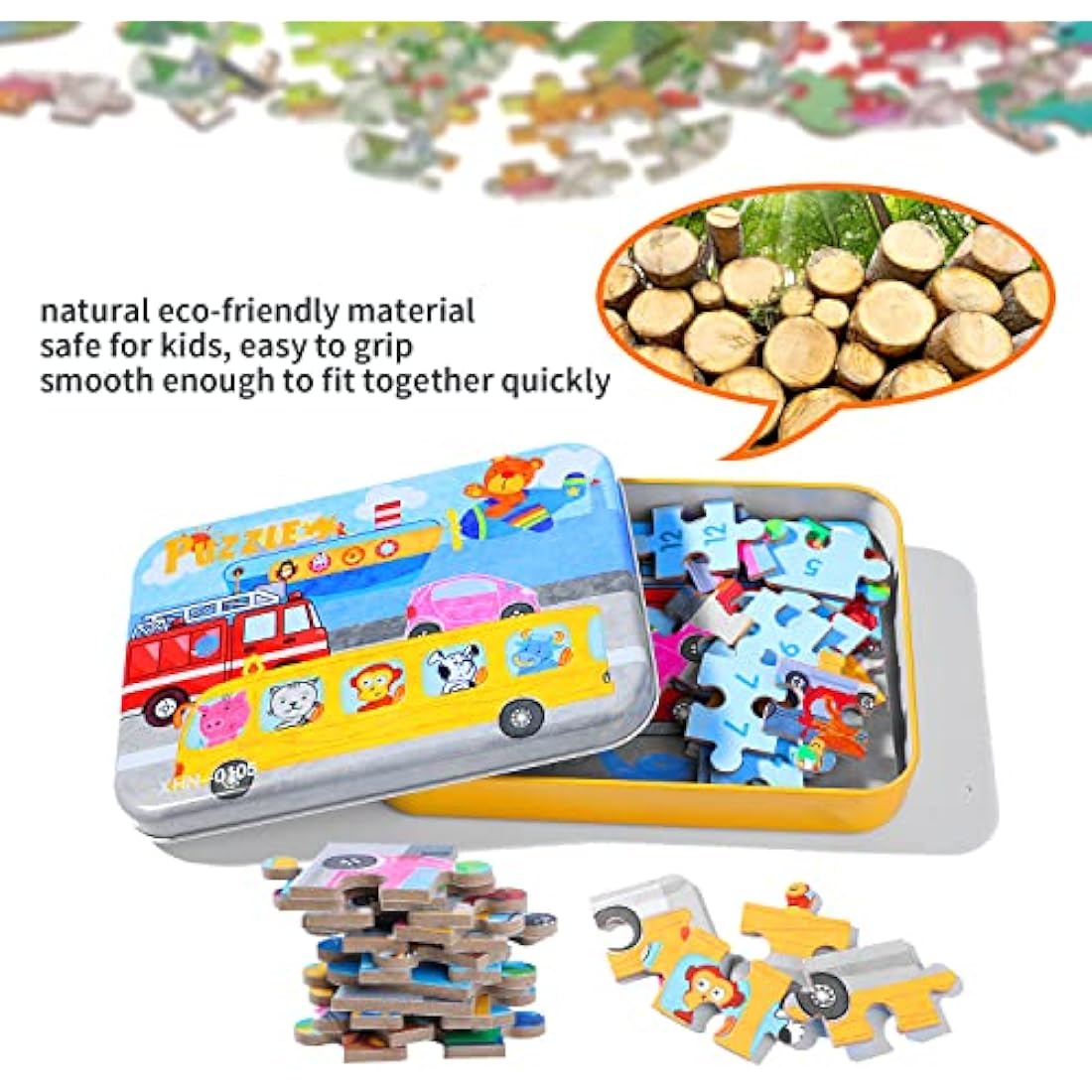 BBLIKE Puzzles Jigsaws for 2 3 4 Year Old - Pack of 4 Puzzles Toy in a Box for Age 2-5, Travel Games for on Plane Educational Learning Birthday Gift Present for Children Boys Girls (Transportation)