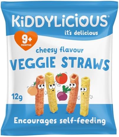 Kiddylicious Cheesy Veggie Straws - Delicious Snacks for Kids - Suitable for 9+ Months - 9 Packs