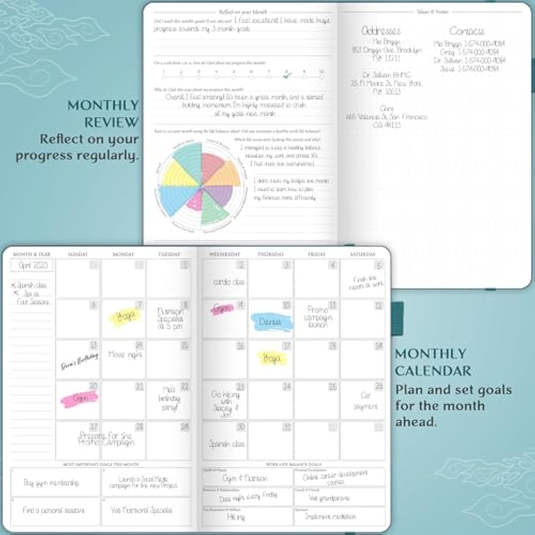 Legend Planner Hourly Schedule – Weekly & Daily Organizer with Time Slots. Appointment Book Journal for Work, Undated, A5 (Dark Teal)
