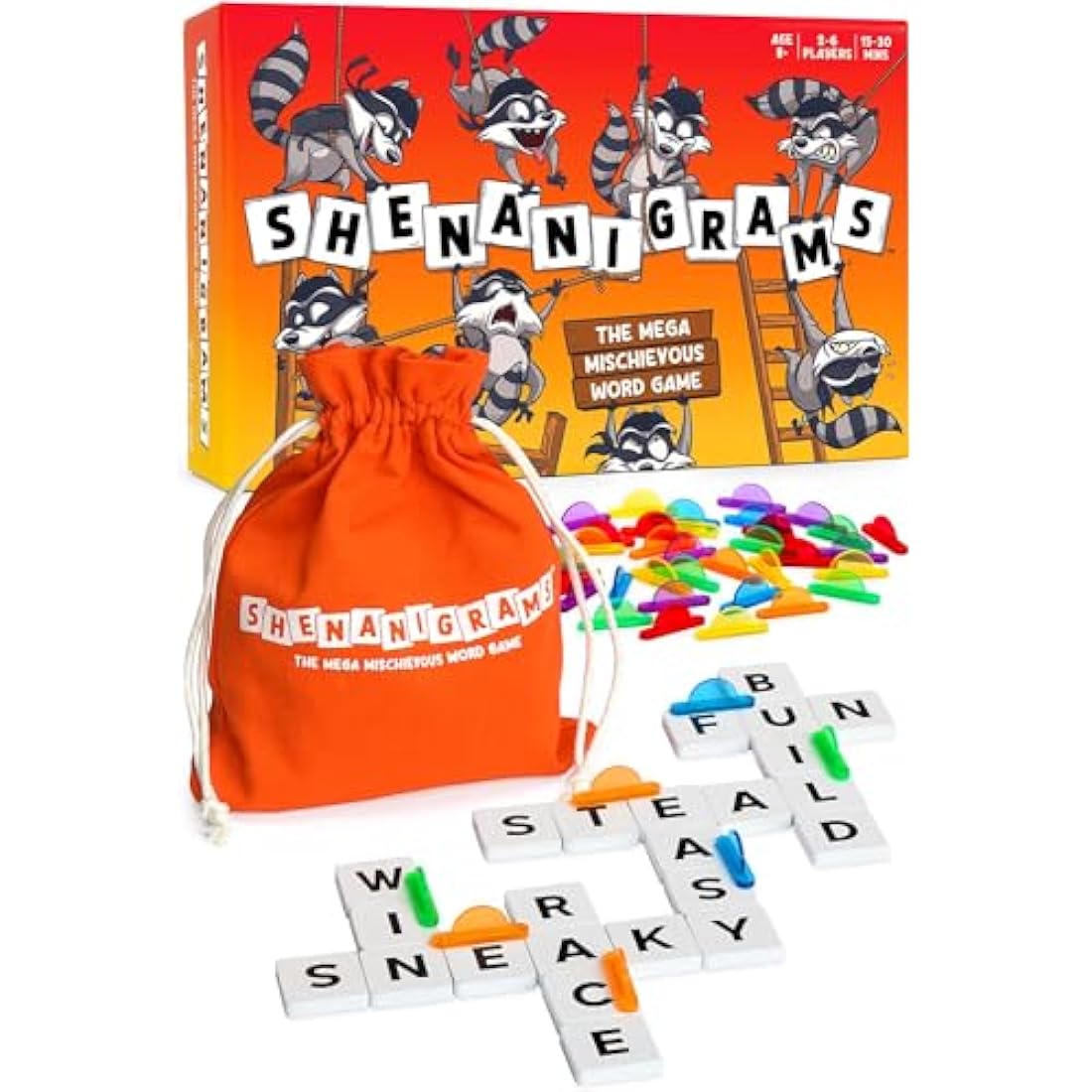 Shenanigrams – The Mega-Mischievous Word Game! A Super Fun & Fast Family Party Game for Kids, Teens & Adults - Great for Travel & Family Board Games Night