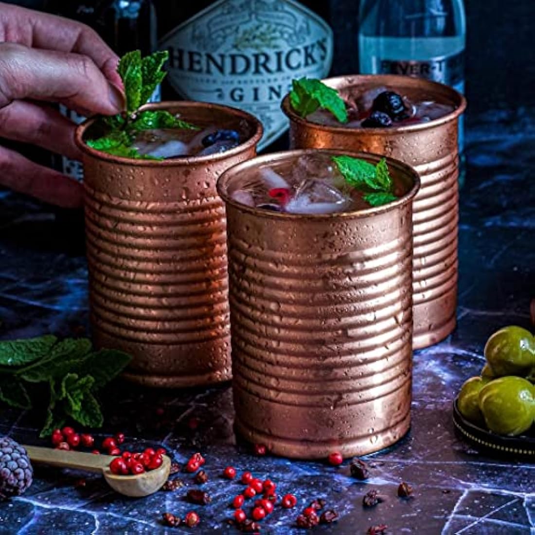 Kosdeg Copper Cocktail Tins Set of 2 12oz - Chosen by Professional Bartenders - Bean Tin Design - Perfect Copper Mug Bar Set for Better Drinks - Ice Cold in Seconds…