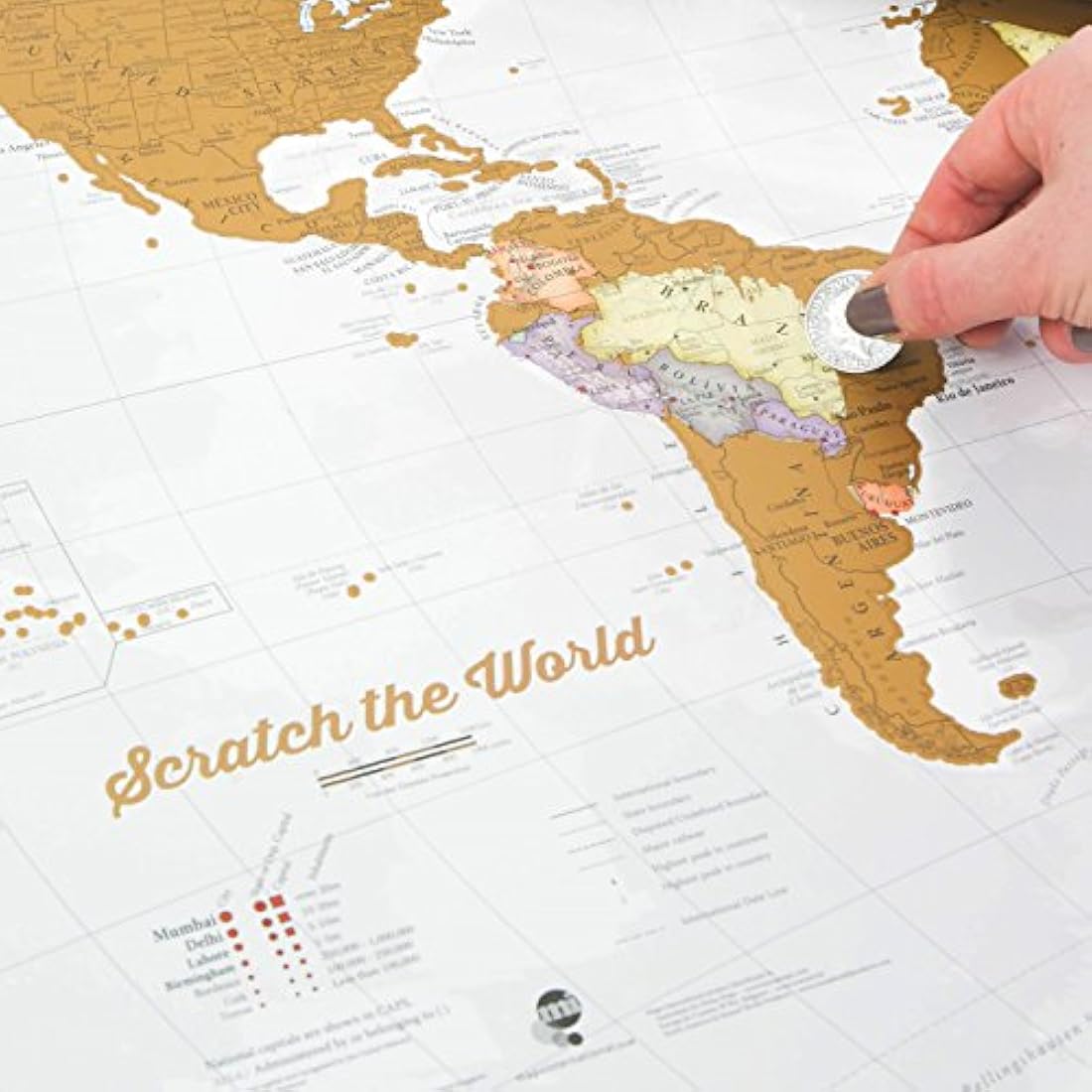 Scratch The World® Travel Map - Scratch Off World Map Poster with Gift Tube - X-Large - 84 x 59 cm - Maps International - 50 Years + of Map Making