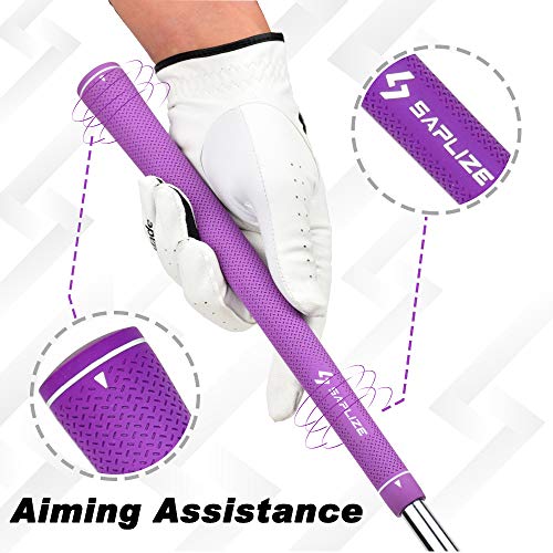 SAPLIZE Golf Grips, 13 Set with Complete Regripping kit, Standard Size, Rubber Golf Club Grip, Purple