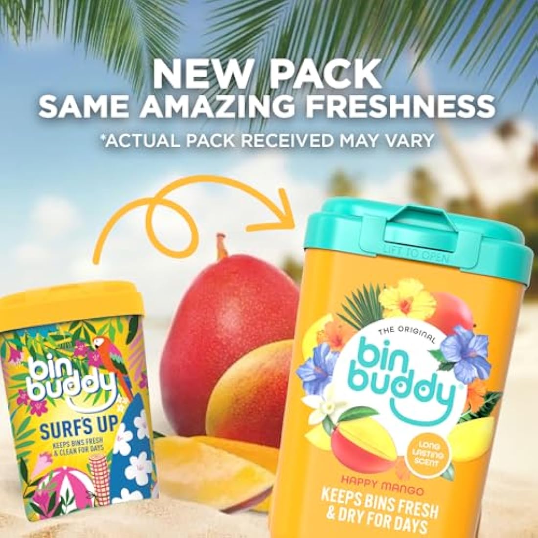 Bin Buddy Surf's Up Bin Freshener Powder 450g, Pack of 3 – Leaves Your Bin Smelling Great – Suitable for Indoor Kitchen, Bathroom, Food Waste Bins and Outdoor Wheelie Bins