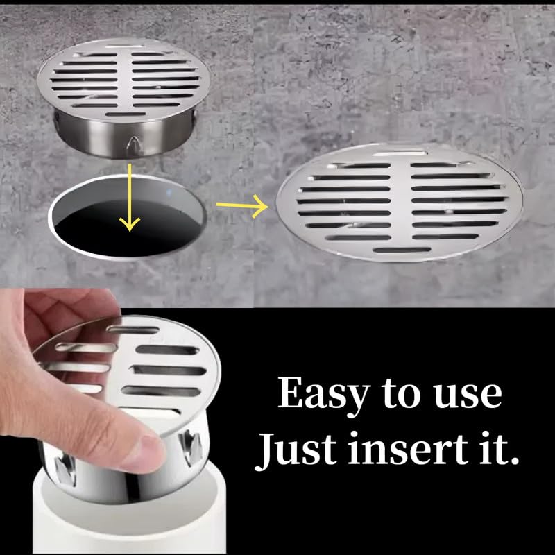 Cover 304 Stainless Steel Drain Filters, Removable Anti-Clogging Round Flat Grate Cover for Balconies, Sinks, and Gardens