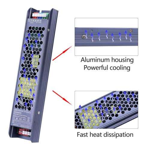 GOMING 24V 16.7A 400W LED Driver Slim Transformer AC 200-240V to DC 24V 16.7A Power Supply Constant Voltage IP20 Compact Extremely Thin Adapter for