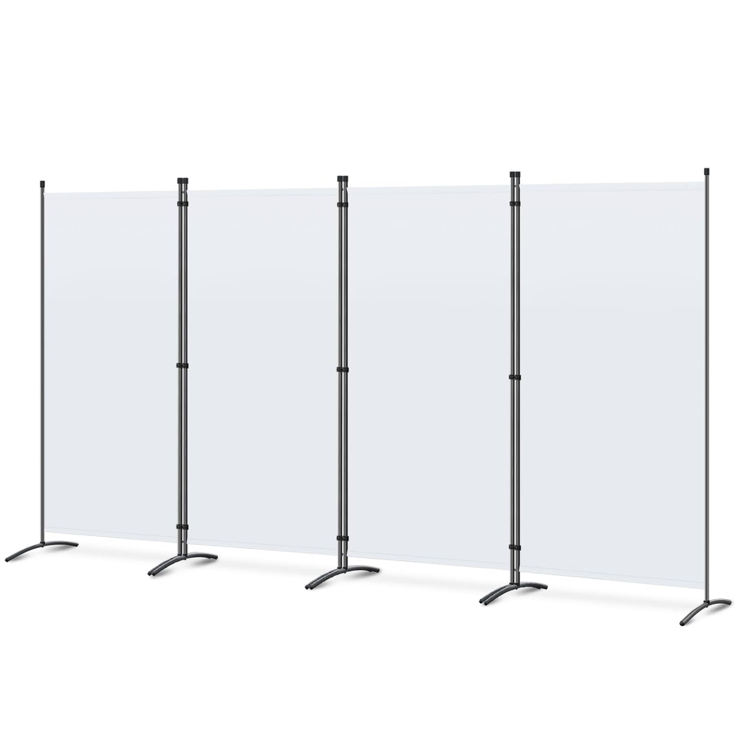 Angel Living 4 Panels Folding Room Divider | Privacy Screen with Polyester Fabric & Sturdy Iron Frame | Freestanding Partition for Office, Bedroom