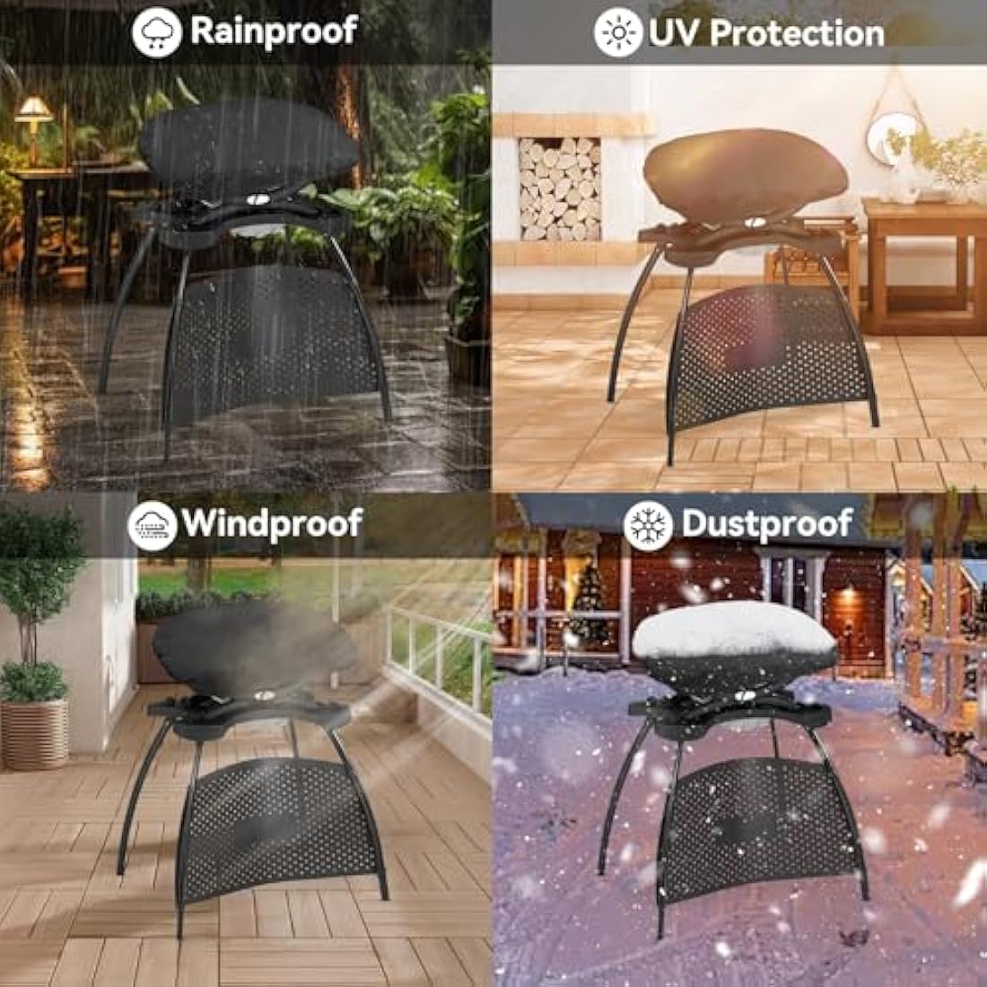 onlyfire BBQ Gas Grill Cover fit for Weber Baby Q, Q100 Q120 and Q1000 Gas Grills,Black