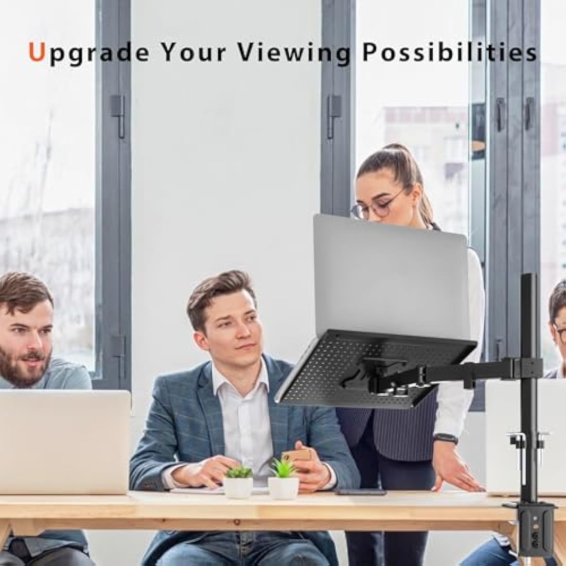 Redbat Laptop Arm for Notebooks up to 17 inch, Height Adjustable for Desk Weight up to 8kg, Laptop Mount with 2 Mounting Options, VESA 75/100 for Monitor 13-32 inch