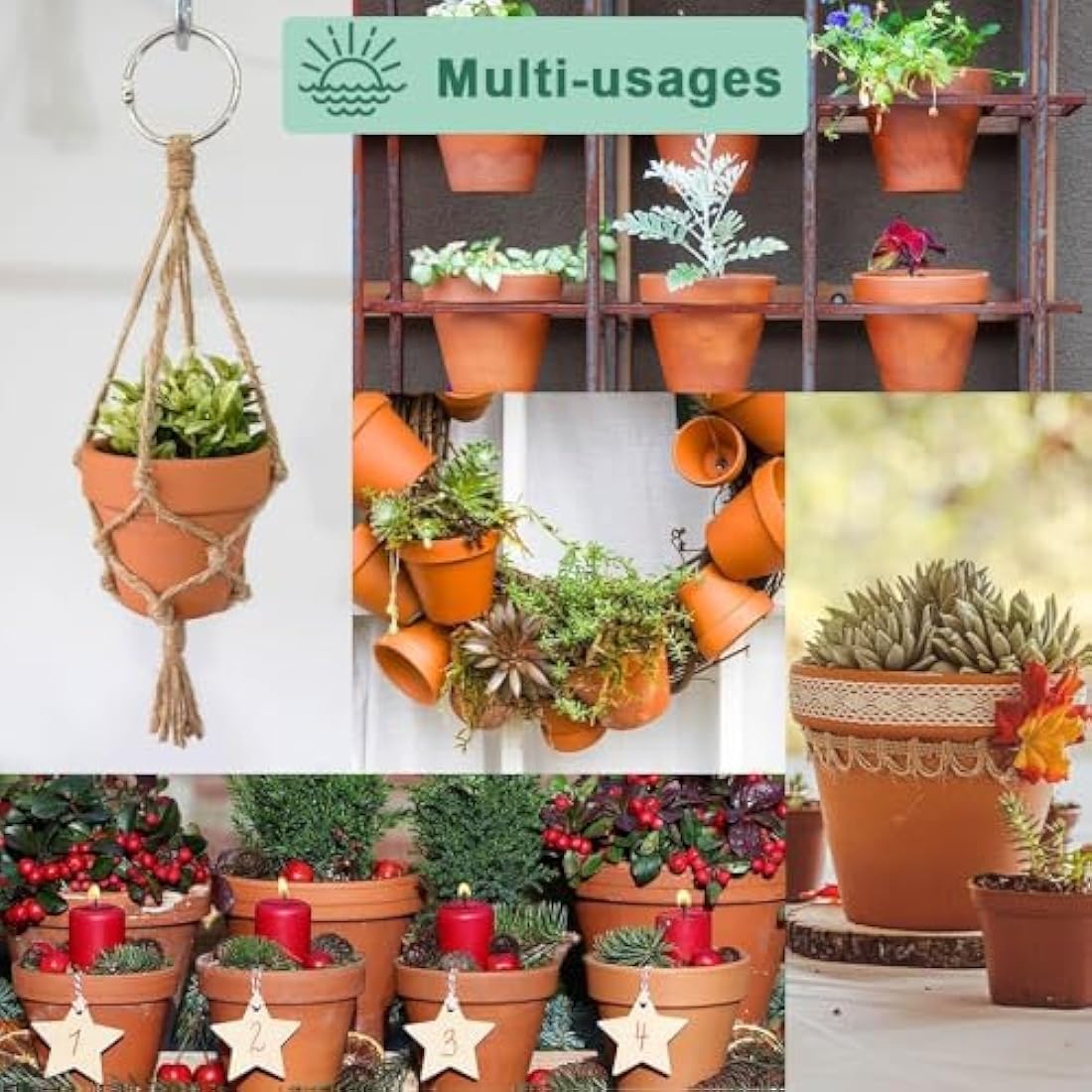 vensovo 15cm Clay Pot for Plant with Saucer - 4 Pack Large Terra Cotta Plant Pots with Drainage Hole, Flowerpot with Tray, Terracotta Planter for Indoor Outdoor Plant
