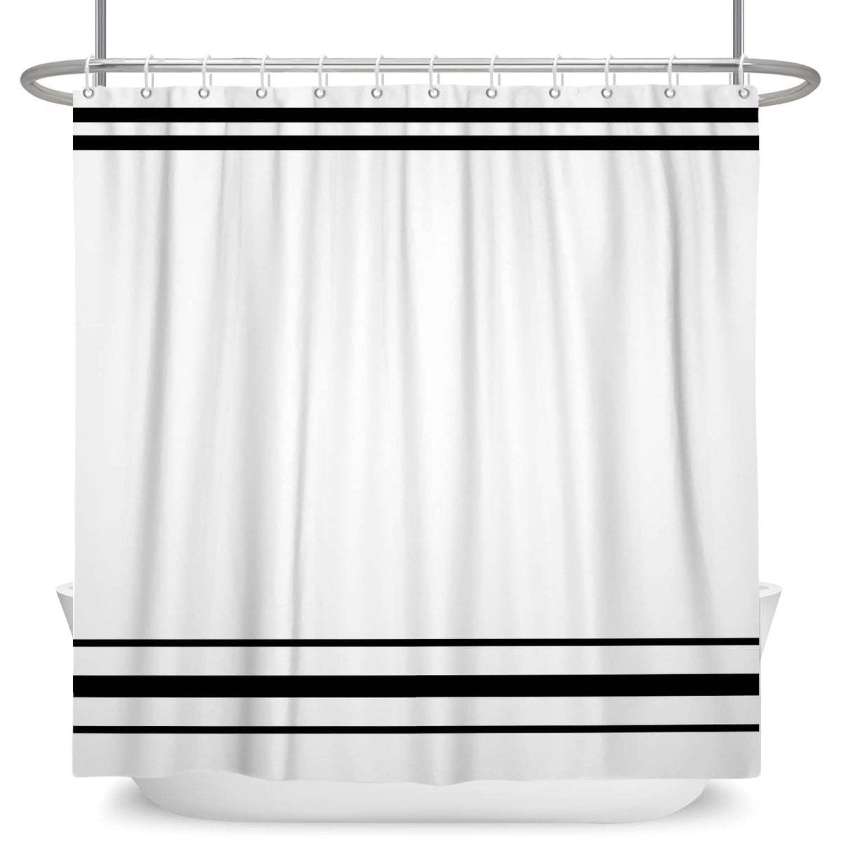 SDOTPMT 120x180cm Black and White Shower Curtain Modern Classic Black Striped Bath Curtain Rustic Farmhouse Minimalism Bathtub Curtain for Bathroom