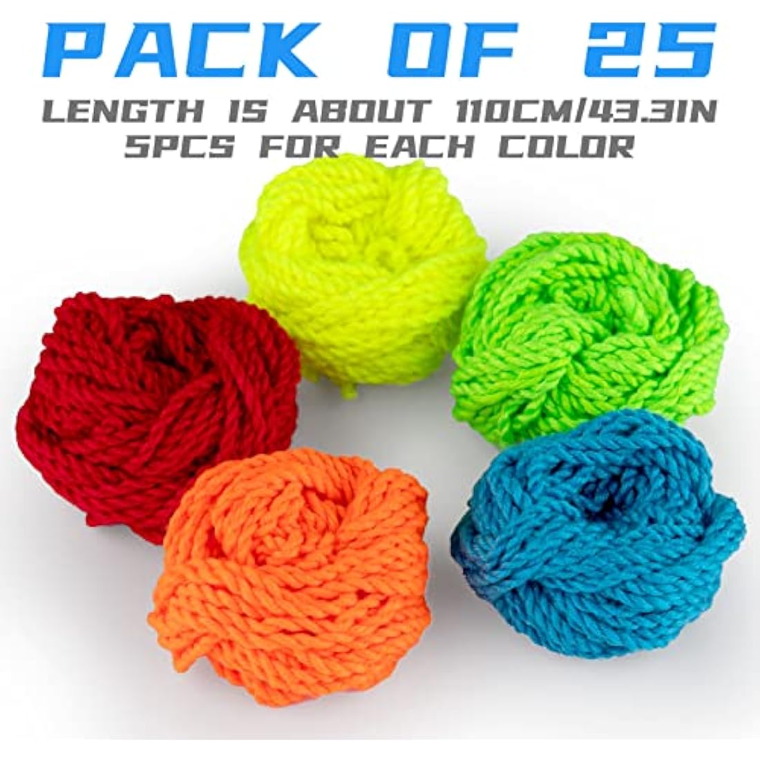Yoyo Strings Professional 100% Polyester, Yo-yo String Pack of 25 - Yellow, Green, Blue, Orange, Red