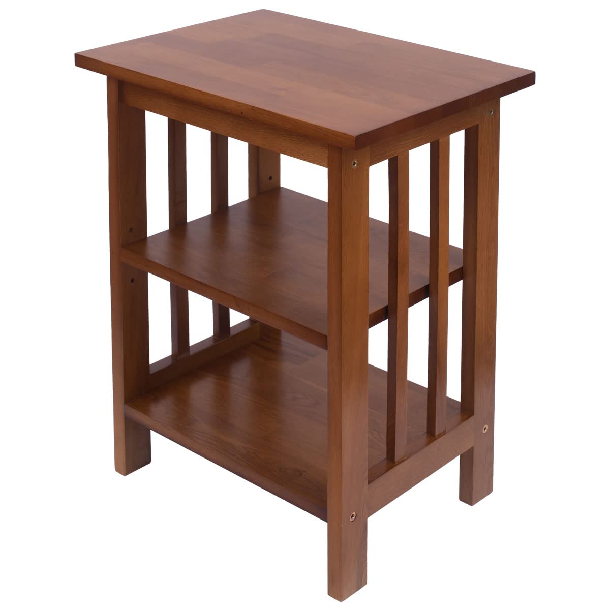 Aurotrice OAK Side Table 2 Storage Shelves Night Table End Table Grid Frame Rural Style 40 x 30 x 54 cm Large space