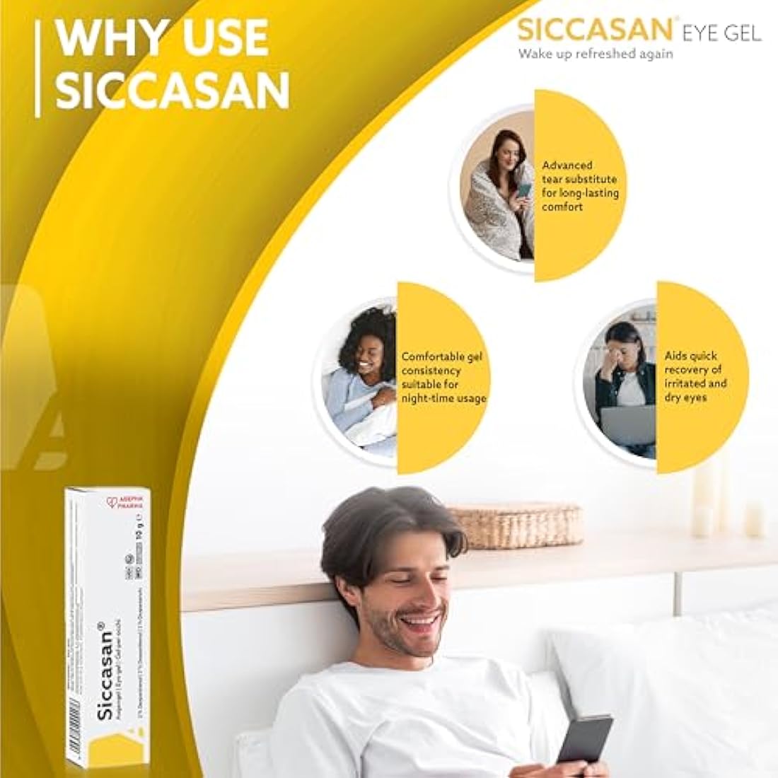 Siccasan Intensive Eye Gel | Corneal Gel & Eye Lubricant | Eye Gel for Dry Eyes| Relief Against Irritated and Sore Eyes | Night Time Eye Gel for Dry Eyes