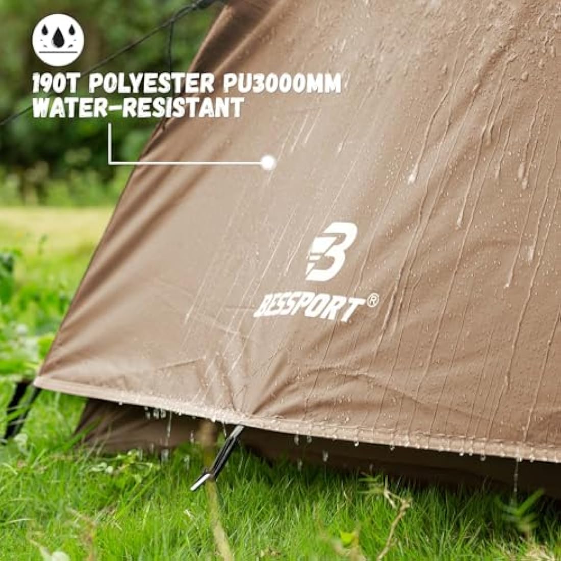 Bessport Tents for Camping - 2 and 3 Person Backpacking Tent, Easy Setup 3-4 Season Lightweight Tent - Waterproof and Windproof, Two Doors, Large Tent Anti-UV for Family, Outdoor, Hiking