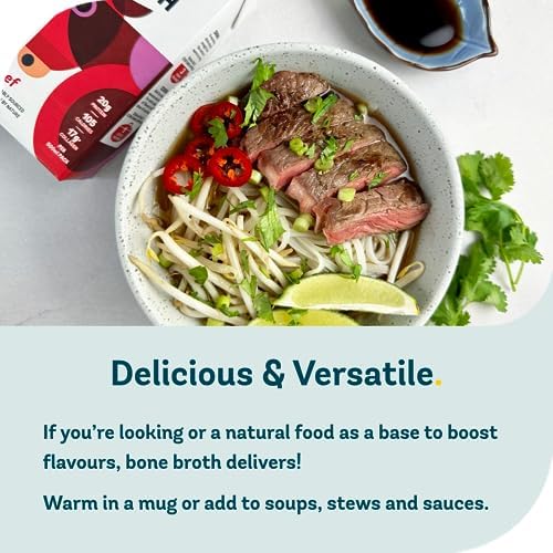 Freja Beef Bone Broth | Grass-Fed | Collagen, Protein & Amino Acids | Low Carb, Keto & Gluten Free | Clear Liquid Broth, not Beef Stock Cubes, Powder or Concentrate | 6 x 500ml