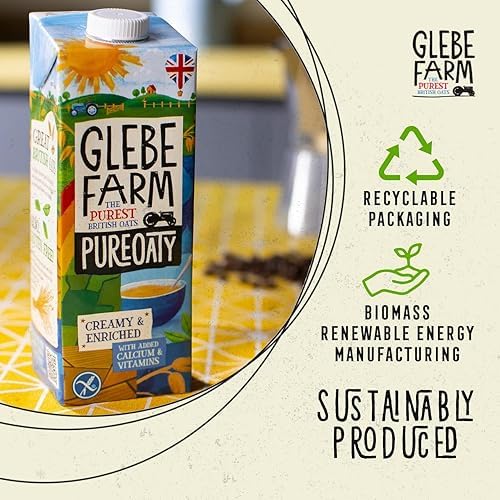 Glebe Farm PureOaty Creamy & Enriched - Barista Style Gluten Free Dairy Free & Vegan Coffee Creamer, High Protein with Calcium & Vitamin B12, 6 x 1 Litre